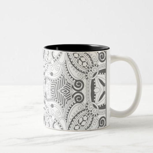 Tasse 2 Couleurs Griffonnage de carré de fleur (Droit)