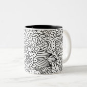Tasse 2 Couleurs Griffonnage de conception de fleur (Devant droit)