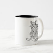 Tasse 2 Couleurs Griffonnage de Fox de Boho (Devant droit)