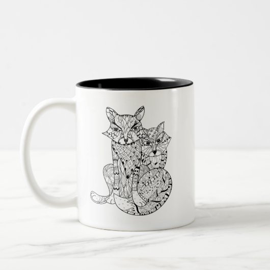 Tasse 2 Couleurs Griffonnage de Fox de Boho (Gauche)