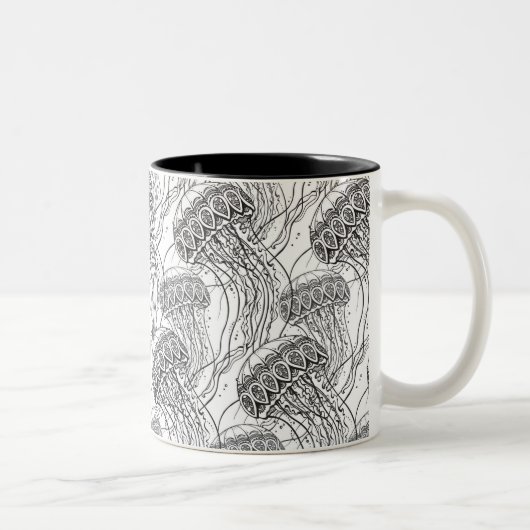 Tasse 2 Couleurs Griffonnage de méduses (Droit)