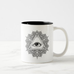 Tasse 2 Couleurs Griffonnage de symbole de pyramide d'oeil