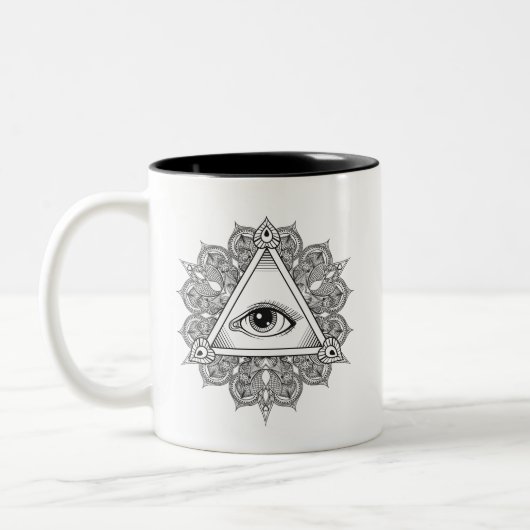 Tasse 2 Couleurs Griffonnage de symbole de pyramide d'oeil (Gauche)