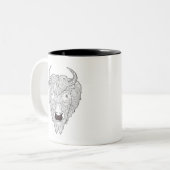Tasse 2 Couleurs Griffonnage de tête de bison (Devant gauche)
