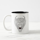 Tasse 2 Couleurs Griffonnage de tête de bison (Gauche)