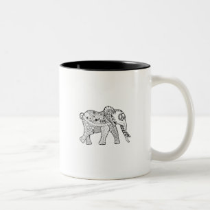 Tasse 2 Couleurs Griffonnage d'éléphant