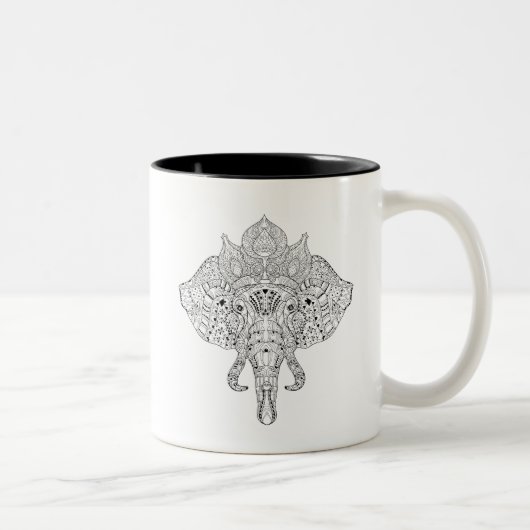 Tasse 2 Couleurs Griffonnage inspiré par tête d'éléphant (Droit)