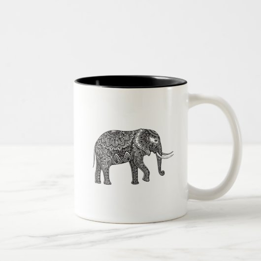 Tasse 2 Couleurs Griffonnage stylisé d'éléphant d'imaginaire (Droit)