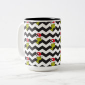Tasse 2 Couleurs Grille | Motif Chevron Black & White Holiday (Devant gauche)