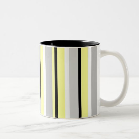 Tasse 2 Couleurs Gris et jaune rayé de style (Droit)