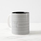 Tasse 2 Couleurs Gris Gris Gris Blancs Nom du monogramme personnali (Devant gauche)