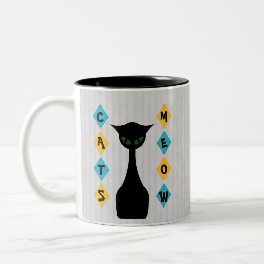 Tasse 2 Couleurs Gris Mi-Siècle-Moderne de rétro Meow de chats (Gauche)