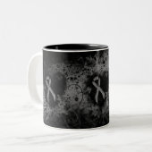 Tasse 2 Couleurs Gris Sensibilisation Ruban Grunge Coeur (Devant gauche)