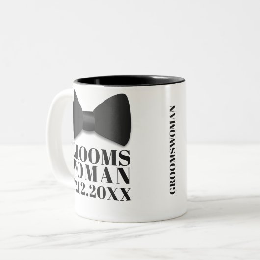 Tasse 2 Couleurs Groomswoman Wedding Favor Tuxedo Bow Cravate (Devant gauche)