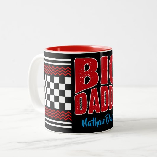 Tasse 2 Couleurs Gros Papa avec Votre Nom sur Noir (Devant gauche)