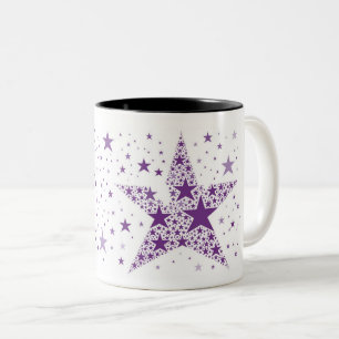 Tasse 2 Couleurs Grosse étoile en Petites étoiles violet violet