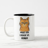 Tasse 2 Couleurs Grumpy Cat –“Qu'est-ce que vous regardez, humain” (Gauche)