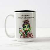 Tasse 2 Couleurs Grumpy Green Furry Les femmes adorent le café (Gauche)