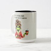 Tasse 2 Couleurs Grumpy Green Furry Les femmes adorent le café (Devant gauche)