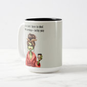 Tasse 2 Couleurs Grumpy Green Furry Les femmes adorent le café (Devant gauche)