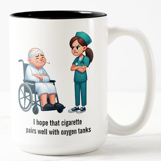Tasse 2 Couleurs Grumpy Nurse Versus Smoking Senior
