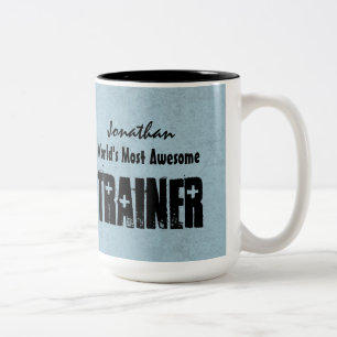Tasse 2 Couleurs Grunge bleue V14 de l'ENTRAÎNEUR le plus