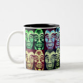 Tasse 2 Couleurs Guerriers mayas - surréalisme peint design (Gauche)