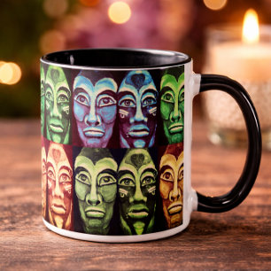 Tasse 2 Couleurs Guerriers mayas - surréalisme peint design