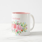 Tasse 2 Couleurs Guirlande de rose d'aquarelle (Devant droit)