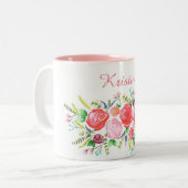 Tasse 2 Couleurs Guirlande de rose d'aquarelle (Devant gauche)