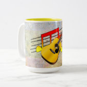 Tasse 2 Couleurs Guitare acoustique et notes musicales - (Devant gauche)