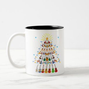 Tasse 2 Couleurs Guitare Arbre de Noël Joyeux Noël Amoureux Guitare