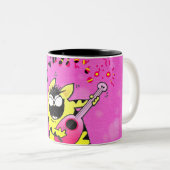 Tasse 2 Couleurs Guitariste fou de chat (Devant droit)