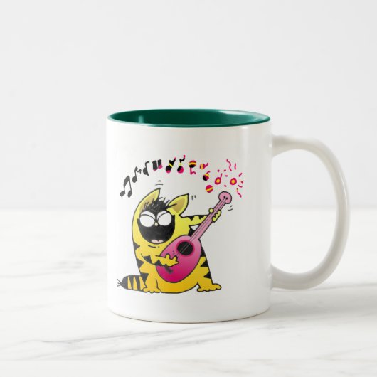 Tasse 2 Couleurs Guitariste fou de chat (Droit)