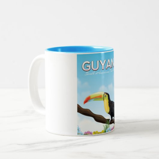 Tasse 2 Couleurs Guyana affiche de voyage paradis sud-américain (Devant gauche)