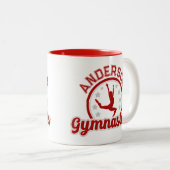 Tasse 2 Couleurs Gymnastique AJOUTER LE NOM Gymnaste Vault Floor At (Devant droit)