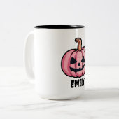 Tasse 2 Couleurs Hallo pumpkin Halloween Personalized name (Devant gauche)