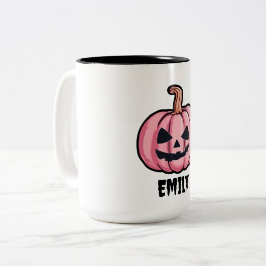 Tasse 2 Couleurs Hallo pumpkin Halloween Personalized name (Devant gauche)