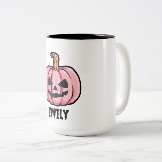 Tasse 2 Couleurs Hallo pumpkin Halloween Personalized name (Devant droit)