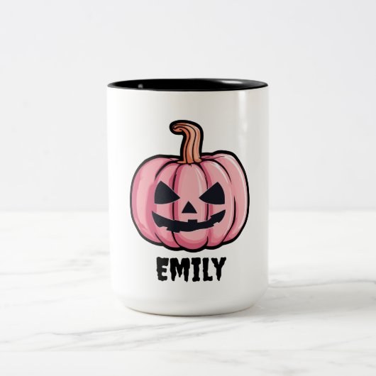 Tasse 2 Couleurs Hallo pumpkin Halloween Personalized name (Centre)