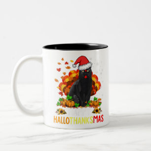 Tasse 2 Couleurs Halloween Chat Noir Et Joyeux Noël Happy Hall