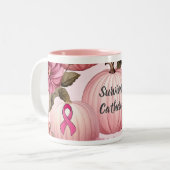 Tasse 2 Couleurs Halloween Citrouille rose survivant (Devant gauche)