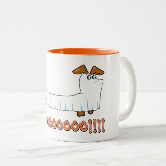 Tasse 2 Couleurs Halloween Dachshund - BOO (Devant droit)