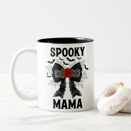 Tasse 2 Couleurs Halloween éffrayant Mama Coquette (Avec donut)