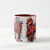 Tasse 2 Couleurs Halloween éffrayant-Mug-Rouge intérieur (Centre)