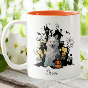 Tasse 2 Couleurs Halloween Husky Ghost Maison Hantée Personnalisée