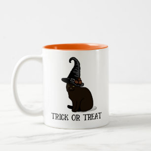 Tasse 2 Couleurs Halloween Personnalisé Whimsical Funny Chat noir m