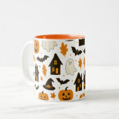 Tasse 2 Couleurs Halloween Scary Motif - Éffrayant & Festif (Devant gauche)