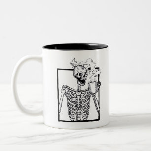 Tasse 2 Couleurs halloween squelette boire du café drôle