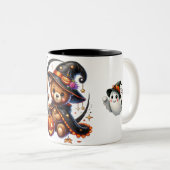 Tasse 2 Couleurs Halloween Teddy Bear Assistant Vacances (Devant droit)
